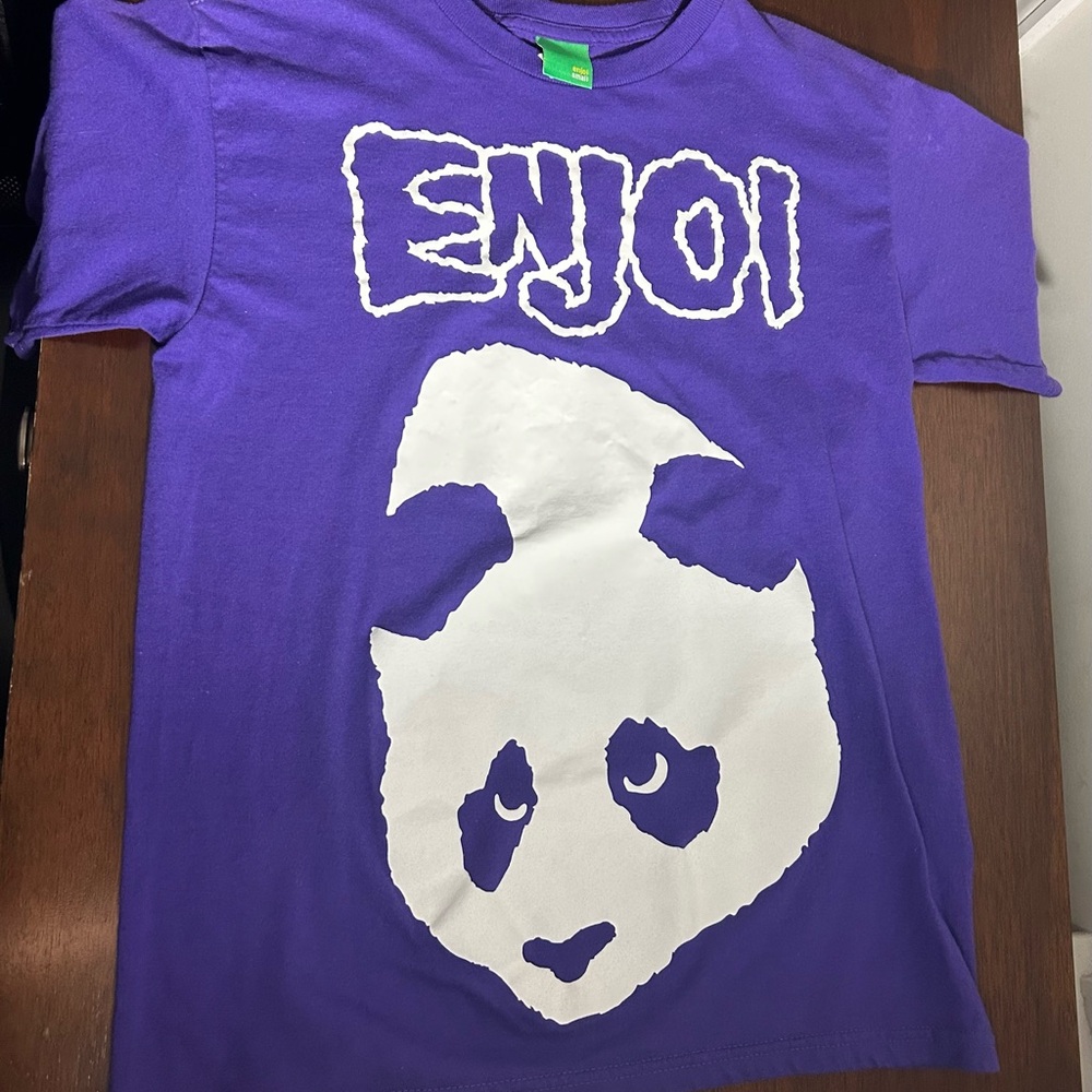 Purple and White Panda Enjoi Graphic Short Sleeve Tee